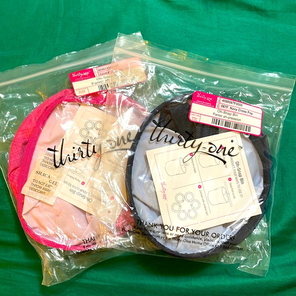 NWT thirty-one Oh Snap Bin Set in Pink And Blue